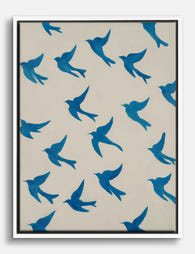 Blue Swallow Flight Pattern Canvas Print White