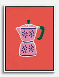 Retro Pink Espresso Maker Canvas Print White