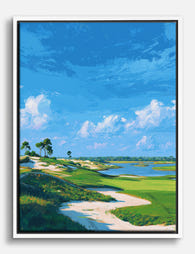 Sunlit Fairway Vista Canvas Print - White