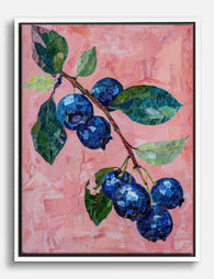 Mosaic Blueberry Branch Canvas Print White