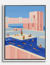 Sun Soaked Poolside Escape Canvas Print White