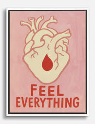 Feel Everything Heart Canvas Print White
