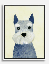 Blue Schnauzer Portrait Canvas Print White