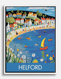 Helford Harbour Village Canvas Print White