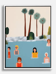 Poolside Palms Gathering Canvas Print White