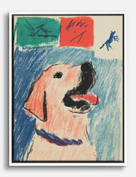 Playful Pup Sketch Canvas Print - White