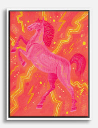 Electric Pink Mustang Canvas Print White