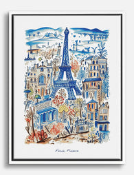 Parisian Chic Skyline Canvas Print White