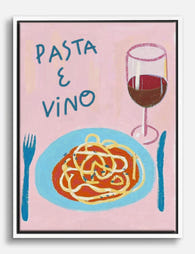 Pasta & Vino Delight Canvas Print White