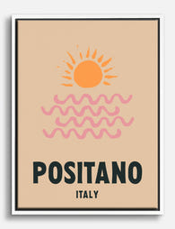 Positano Sun & Waves Canvas Print White