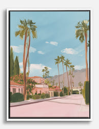 Pastel Palm Springs Street Canvas Print White