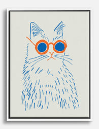 Cool Cat in Orange Shades Canvas Print White