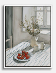 Sunlit Kitchen Still Life Canvas Print White
