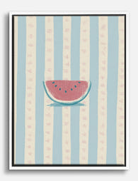 Summer Stripe Watermelon Canvas Print White
