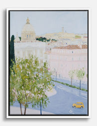 Sunlit Rome Streetscape Canvas Print White