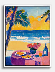 Seaside Sunrise Brunch Canvas Print - White