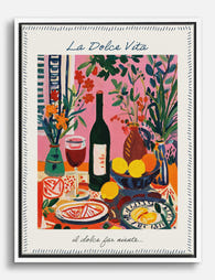 Dolce Vita Table Scene Canvas Print White