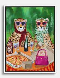 Chic Cheetahs Pizza Party Canvas Print White
