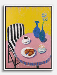 Sunny Café Morning Canvas Print - White