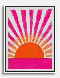 Radiant Retro Sunrise Canvas Print - White