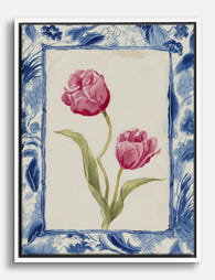 Pink Tulips Botanical Charm Canvas Print White