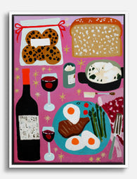 Playful Brunch Spread Canvas Print White