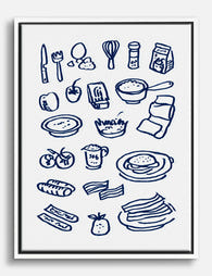 Blue Kitchen Essentials Canvas Print White