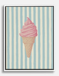 Pink Swirl Ice Cream Cone Canvas Print White