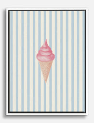 Pink Swirl Ice Cream Cone Canvas Print White