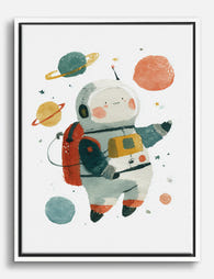 Space Explorer Buddy Canvas Print White