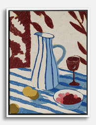Matisse-Inspired Striped Still Life Canvas Print - White