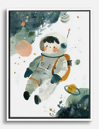 Little Explorer Astronaut Canvas Print White