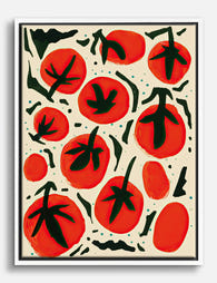 Playful Tomato Parade Canvas Print White