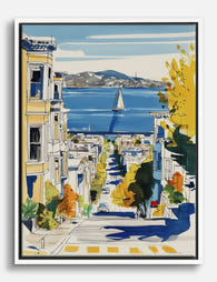 San Francisco Bay View Canvas Print - White