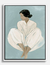 Serene Seated Woman Canvas Print White