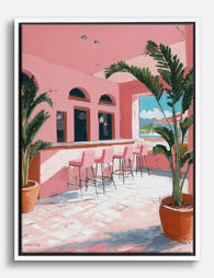 Pink Paradise Patio Canvas Print White