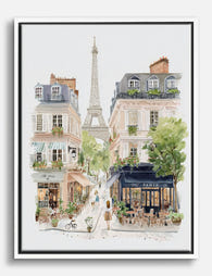 Parisian Street Charm Canvas Print - White