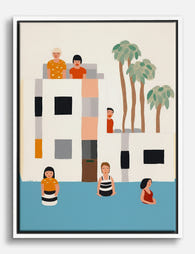 Palm Springs Poolside Canvas Print White