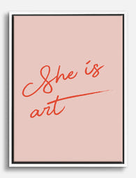 She Is Art Quote Canvas Print White