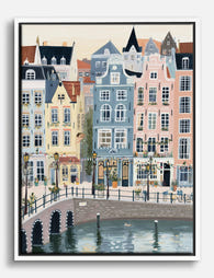 Pastel Amsterdam Reflections Canvas Print White