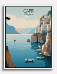 Capri Coastline Charm Canvas Print White