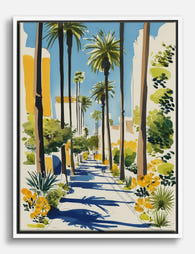 Sunlit Palms Boulevard Canvas Print - White