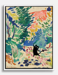 Matisse Garden Cat Play Canvas Print White