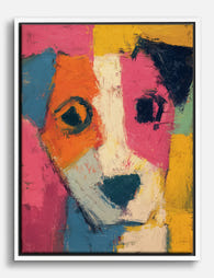 Colorblock Pup Portrait Canvas Print White