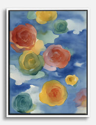 Radiant Watercolor Blooms Canvas Print - White