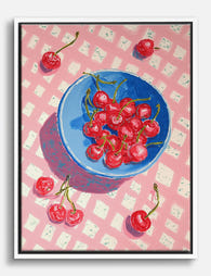 Cherry Bowl Bliss Canvas Print - White