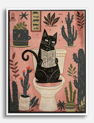 Quirky Cat Oasis Canvas Print White