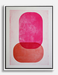 Pink & Orange Pop Shapes Canvas Print - White