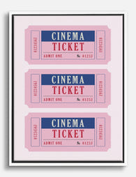 Retro Cinema Tickets Canvas Print - White