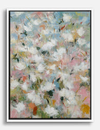 Soft Meadow Blooms Canvas Print White